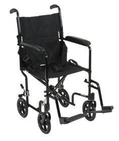 Transport Wheelchair - 19" Seat, Lightweight, Black