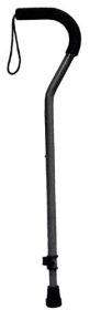 Cane w/ Tab-Loc Silencer Offset Handle - Black - 300 LB Wt Capacity