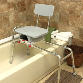 Bariatric Sliding Tub Transfer Bench - Snap-N-Save Bench w/Cut Out Swivel Seat - 400 LB WT Capacity