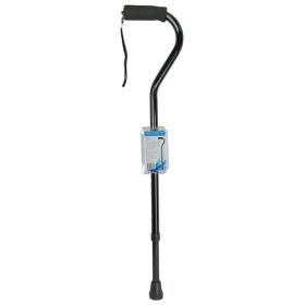 Cane with Soft Foam Offset Handle - Adjustable Height - by Blue Jay - Black with Strap