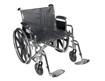Wheelchair Standard Dual-Axle 22” 450 LB Wt Capacity, w/Removable Full Arms & Elevated Leg rests