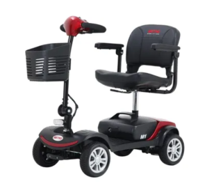 METRO - Four wheel Compact Travel Mobility Scooter with 300W Motor for Adult - 300 LB WT Capacity, RED