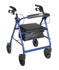 Rollator Aluminum w/Fold-Up & Removable Back Padded Seat - Blue