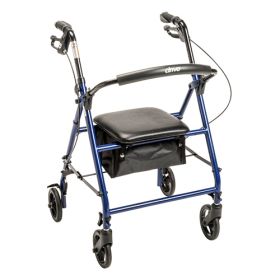 Rollator Steel Blue w/6” Wheels & Adjustable Height Knocked-Down - 350 LB Wt Capacity