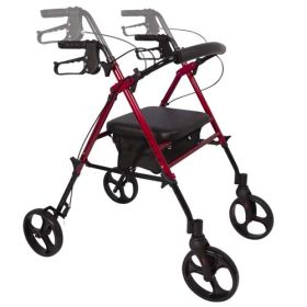 Rollator  Aluminum  Height Adjustable  Burgundy - 300 LB Wt Capacity