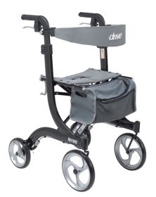 Nitro Aluminum Rollator - Black - Tall Height w/10” Casters - 300 LB Wt Capacity