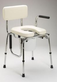 Drop Arm Commode With Padded Seat for Lateral Transfer - 350 LB Wt Capacity