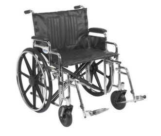 Sentra Heavy Duty Bariatric Wheelchair by Drive - 24" Wide,  Detachable Desk Arms, Swing-Away Foot Rests, 500 LB WT Capacity