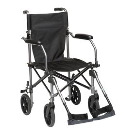 Transport Wheelchair - 18" Seat, Travelite by DRIVE, In A Bag - Gunmetal Grey - Ideal for Travel