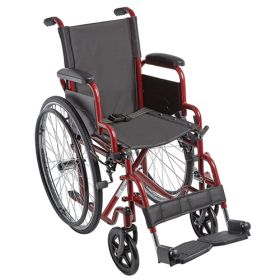 Ziggo Wheelchair Lightweight Folding 14” - Red - Wt Capacity 150 LBS