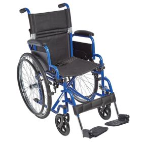 Ziggo Wheelchair  Lightweight Folding 16” - Blue - Wt. Capacity 250 LBS