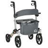 HOMCOM Upright Rollator Walker for Seniors, Silver, 10" PVC Wheels, Aluminum, with Seat and Storage Basket - WT Capacity 299 LB