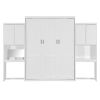 Queen Size Murphy Bed with Desk, Vanity and Cabinets, White