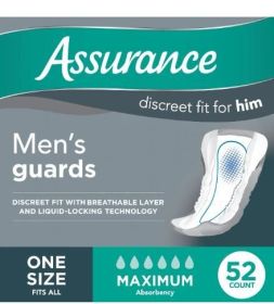Assurance Men's Guards, Maximum Absorbency (52 Count)