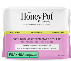The Honey Pot Company, Non-Herbal Regular Pads with Wings, Organic Cotton Cover, 20 ct.