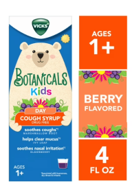 Vicks Botanicals Kids Cough Syrup Liquid, Daytime Cough Medicine for Children, Berry, 4 Fl oz