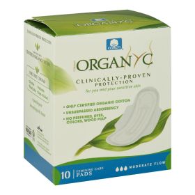 Organyc - Pads Organic Cotton Moderate Flow W/Wings - 1 Each - 10 Ct