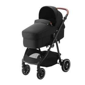 VEVOR Standard Baby Stroller, Infant Toddler Stroller with Bassinet, 3rd-Gear Adjustable Backrest & Foldable & Reversible Seat, Carbon Steel Newborn S