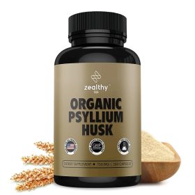 Zealthy Psyllium Husk Capsules All Natural Fiber Supplement for Gut Health 750 Mg 250 Capsules
