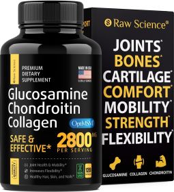 Raw Science Glucosamine Chondroitin MSM Capsules - Joint Support with Collagen Peptides