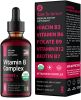 Vitamin B Complex Liquid Supplement by Raw Science - Vitamins B3 B6 B9 Folic Acid for Optimal Health Hair Skin Nails Support Vegan Super B Complex