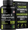 Raw Science Calcium Magnesium Bone Strength Supplement w/Vitamin D/K2 Plant Based Calcium - 515MG/Serving 90 Caps