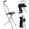 2-in-1 Folding Cane Seat Holds 187.4 Lbs, Thick Travel Seat and Cane, Four-Leg Folding Walking Stick