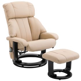 HOMCOM Massage Recliner Chair with Ottoman, 360° Swivel Recliner and Footstool, 10 Point Vibration, PU Leather Reclining Chair with Side Pocket and Re