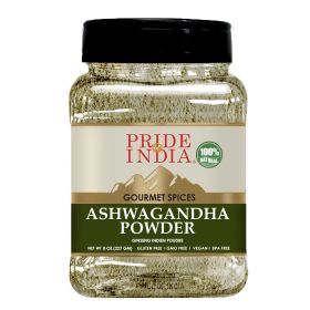 Pride of India – Natural Ashwagandha Root Ground – Health Benefits – Energy Level/Body Functions – No Gluten/ Additives – Easy To Store – 8 oz