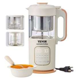 VEVOR Baby Food Maker, 500W Baby Food Processor with 300 ml Glass Bowl, SUS304 Stainless Steel 4-Blade Baby Food Puree Blender Steamer Grinder for Foo
