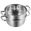 VEVOR Steamer Pot, 9.5in/24cm Steamer Pot for Cooking with 5QT Stock Pot and Vegetable Steamer, Food-Grade 304 Stainless Steel Food Steamer Cookware w
