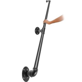 VEVOR Pipe Stair Handrail, 7FT Staircase Handrail, 440LBS Load Capacity Carbon Steel Pipe Handrail, Industrial Pipe Handrail with Wall Mount Supp