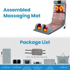 Full Body Electric Massage Mat Heating Vibration Massage Pad Cushion Back Massage Mattress Chair Pad with Neck Foot Massage Head Pillow and Cloth Lumb