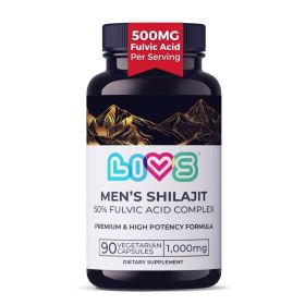 Men's Shilajit Fulvic Acid Complex Pure Himalayan Shilajit Capsules 1000mg of Himalayan Extract per Serving 500mg of Fulvic Acid per Serving 90 Count