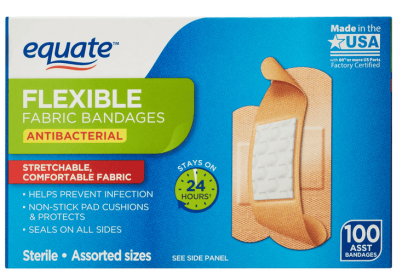 Equate Antibacterial Flexible Fabric Bandages, 100 Count