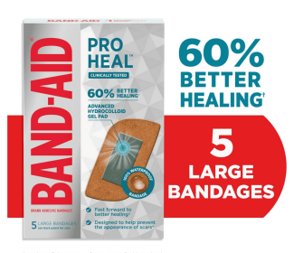 Band-Aid Brand Large Pro Heal Bandages + Hydrocolloid Pads, 5 Ct