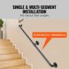 VEVOR Pipe Stair Handrail, 4FT Staircase Handrail, 440LBS Load Capacity Carbon Steel Pipe Handrail, Industrial Pipe Handrail with Wall Mount Supp
