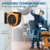 VEVOR Retractable Extension Cord Reel, 65 FT, Heavy Duty 12AWG/3C SJTOW Power Cord, with Lighted Triple Tap Outlet, 15 Amp Circuit Breaker