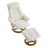 010-Ergonomic Recliner Chair with Ottoman, Modern Chenille Fabric Massage Swivel Lounge Chair with Footrest, Adjustable Backrest for Home or Offi