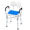 400lbs Shower Chair Bath Bench Arms Back Adjustable Height for Inside Tub