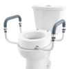 VEVOR Raised Toilet Seat, 3.5" Height Raised, 300 lbs Weight Capacity, for Standard Round Toilet, Aluminum Handrail, with EVA Armrest Padding