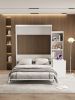 Queen Size Morden Deisgn Big Size Vertical Murphy Bed with table and shelf for Bedroom or Guestroom White Wall Bed Space Saving Hidden Bed with New St