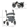 HOMCOM Upright Rollator Walker for Seniors, Silver, 10" PVC Wheels, Aluminum, with Seat and Storage Basket - WT Capacity 299 LB