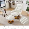 010-Ergonomic Recliner Chair with Ottoman, Modern Chenille Fabric Massage Swivel Lounge Chair with Footrest, Adjustable Backrest for Home or Offi