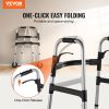 VEVOR Folding Walker Aluminum Mobility Walker Aid with Adjustable Height & Wheel