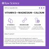 Raw Science Calcium Magnesium Bone Strength Supplement w/Vitamin D/K2 Plant Based Calcium - 515MG/Serving 90 Caps
