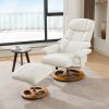 010-Ergonomic Recliner Chair with Ottoman, Modern Chenille Fabric Massage Swivel Lounge Chair with Footrest, Adjustable Backrest for Home or Offi