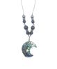 Crescent Moon Shungite Hematite Abalone Black Tourmaline EMF 5G Shielding Necklace