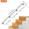 VEVOR Pipe Stair Handrail, 11FT Staircase Handrail, 440LBS Load Capacity Carbon Steel Pipe Handrail, Industrial Pipe Handrail with Wall Mount Sup