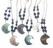 Crescent Moon Shungite Hematite Abalone Black Tourmaline EMF 5G Shielding Necklace